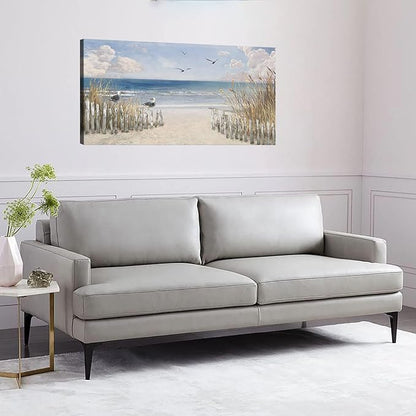 XXMWallArt FC3750 Sandy Beach Wall Art Canvas Print Wall Art Seascape Blue Print Painting Abstract Coastal Picture Modern Ocean Artwork for Living Room Bedroom Bathroom Office Wall Decor
