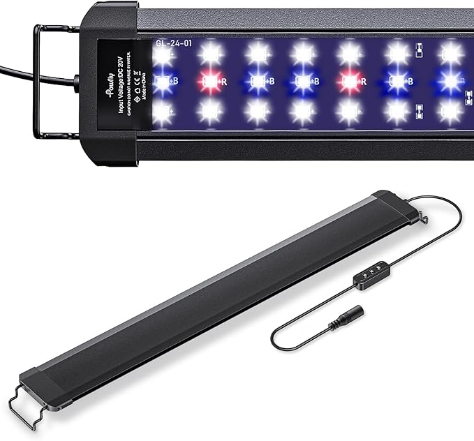 Pawfly 18 W Aquarium LED Light for 24 to 30 Inch Fish Tanks Extendable Fish Tank Light with Full Spectrum Brilliant White Blue Red Lights with Daytime &amp; Night Modes and Adjustable Brightness