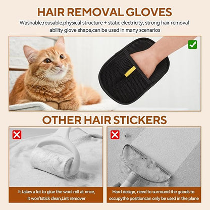 Pet Hair Remover Glove for Cats &amp; Dogs, Cat Grooming Gloves for Hair Removal, 2025 New Upgrade Efficient Grooming Glove for Pets Hair, Grooming Clothes, Sofas(2pcs)
