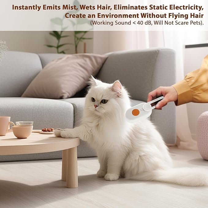 4 in 1 Cat Steam Brush, Rechargeable Steam Brush for Cats and Dogs, Anti-Static Cat Spray Brushes, Massage, Cleaning, Shedding &amp; Combing All In One! White