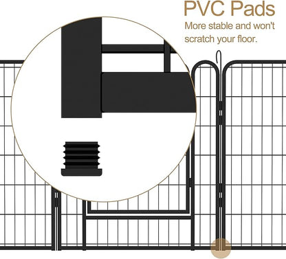 Dog Playpen, Outdoor Dog Fence, 12 Panels, 40" H Dog Pen for Large/Medium/Small Dogs, Heavy Duty Metal Pet Fence with Gate, Portable Dog Fence for RV Camping and Yard (Black)