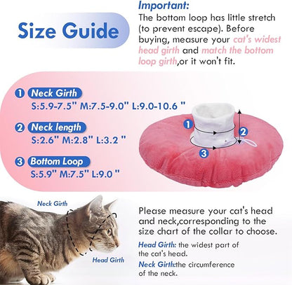 Adjustable Cat Recovery Cone, Comfortable &amp; Lightweight Elizabethan Collar to Stop Licking or Scratching, Suitable for Skin Disease &amp; Wounds Protection After Surgery, Pink Medium