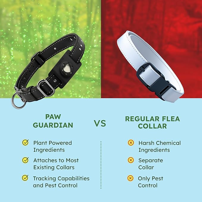 BugMD Paw Guardian Flea &amp; Tick Pendant (3-Pack) with AirTag Holder – Plant-Based Flea &amp; Tick Prevention for Dogs – Pet Collar Tag &amp; GPS Tracker Holder for Dogs – Black