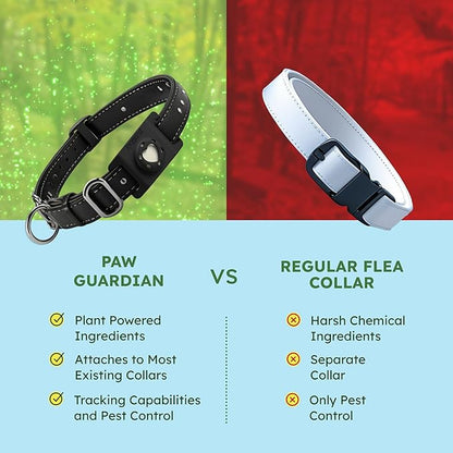 BugMD Paw Guardian Flea &amp; Tick Pendant (2-Pack) with AirTag Holder – Plant-Based Flea &amp; Tick Prevention for Dogs – Pet Collar Tag &amp; GPS Tracker Holder for Dogs – Black