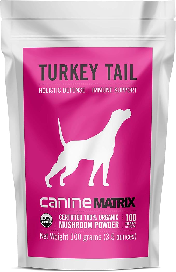 Om Mushroom Matrix Pet - Canine | Turkey Tail | USA Grown Human-Grade Organic Mushroom Powder Pet Supplement | Immunity Support &amp; Holistic Defense for Dogs &amp; Cats | 100 Grams, 3.5 oz
