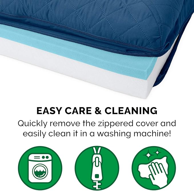 Furhaven Cooling Gel Dog Bed for Large Dogs w/ Removable Bolsters &amp; Washable Cover, For Dogs Up to 125 lbs - Quilted Sofa - Navy (Blue), Jumbo Plus/XXL