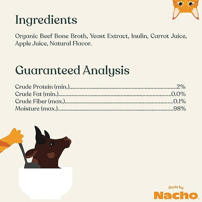Made by Nacho Bone Broth Cat Food Topper for Hydration and Picky Eaters - Add Protein and Flavor to Your Dry Cat Food – Supports Optimal Nutrition, Digestion, Skin &amp; Coat, 11 oz. (Pack of 4), Beef