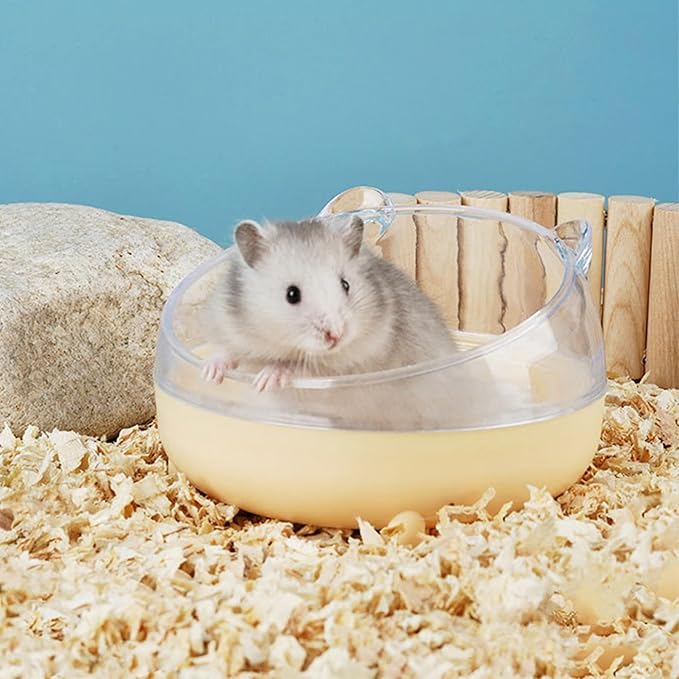 Meow&amp;Woof Hamster Sand Bath Container, Large Sandbox Toilet Gerbil Batheoom, Tiny Chinchilla Dust Bathtub Sand Bath Box for Hamster Cage Accessories 6.5 Inch-White