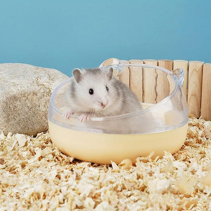 Meow&amp;Woof Hamster Sand Bath Container, Large Sandbox Toilet Gerbil Batheoom, Tiny Chinchilla Dust Bathtub Sand Bath Box for Hamster Cage Accessories 6.5 Inch-Yellow