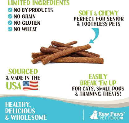Raw Paws Grain-Free Soft Stick Treats for Dogs &amp; Cats - Chicken Recipe, 6-oz - USA Soft Chicken Dog Treats Grain Free - Sausage Sticks for Dogs, Dog Jerky Sticks - Chewy Jerky