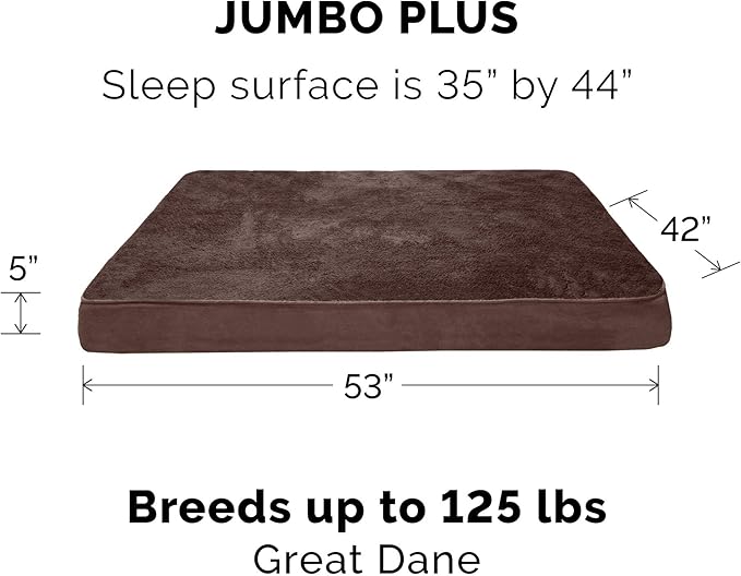 Furhaven Orthopedic Dog Bed for Large Dogs w/ Removable Bolsters &amp; Washable Cover, For Dogs Up to 125 lbs - Quilted Sofa - Toasted Brown, Jumbo Plus/XXL