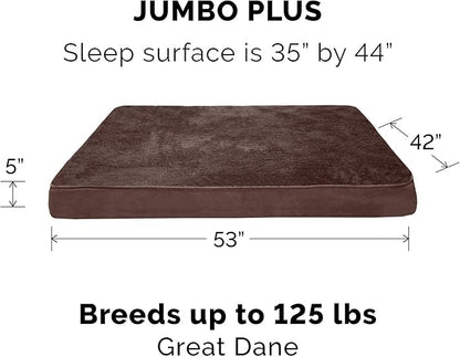 Furhaven Orthopedic Dog Bed for Large Dogs w/ Removable Bolsters &amp; Washable Cover, For Dogs Up to 125 lbs - Quilted Sofa - Toasted Brown, Jumbo Plus/XXL
