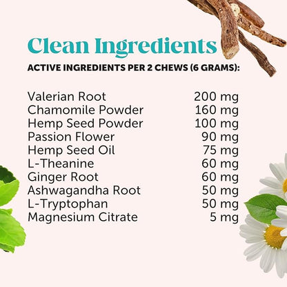 Hemp Calming Chews for Dogs - Dog Anxiety Relief, Dog Calming Treats with Hemp + Valerian Root, Melatonin for Dogs - Helps Aid with Thunder, Fireworks, Chewing &amp; Barking (Chicken 180 ct)