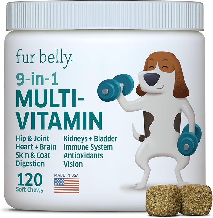 Dog Multivitamin - Dog Vitamins and Supplements - Digestive Enzymes &amp; Probiotics - Probiotics for Dogs - for Skin and Coat Allergies - Immune System &amp; Overall Health - 120 Soft Chew Dog Treats