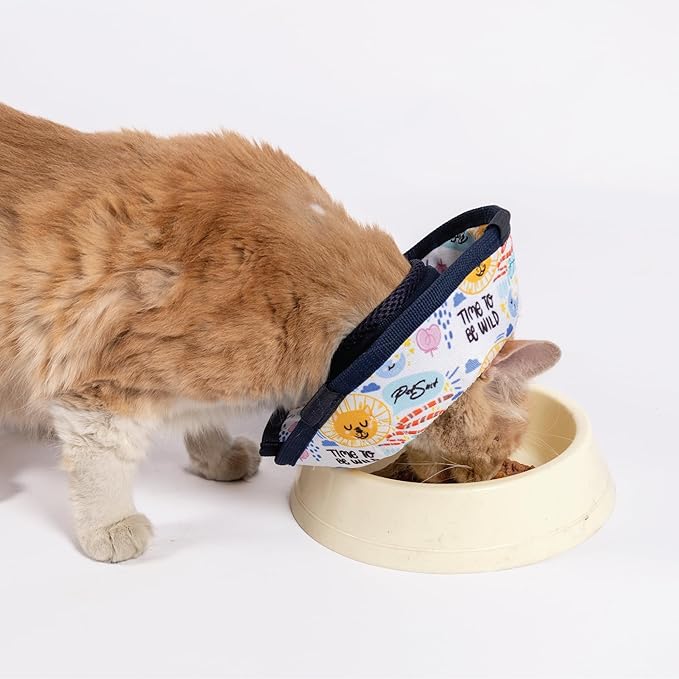 Cat Cone Collar – Colorful Cat Pattern - Lightweight Recovery Cone for Cats, Anti-Lick &amp; Anti-Scratch, Vet Recommended, Elizabethan Collar (Colorful, XXS Long [Neck Girth: 7.5"-10.3"])