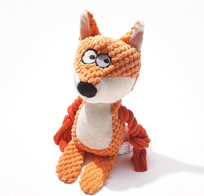 Nana Petit Fox Squeaky Dog Toys for Small &amp; Medium Dogs – Plush Chew Toy, Interactive Puppy Teething Toys for Aggressive Chewers, Cute Stuffed Animal for Play, Training &amp; Indoor Fun