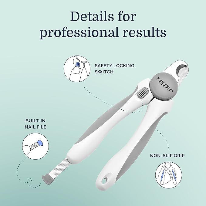 Hepper Cat Nail Clipper Kit - Small &amp; Large Sharp Claw Clippers with Nail File &amp; Storage Pouch - Safety Guard &amp; Lock - Professional Cat Manicure