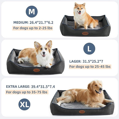 Orthopedic Dog Beds for Medium Dogs, Durable Egg Crate Foam Sofa Dog Bed wit Washable Removable Cover,Waterproof Lining,Pet Bed for Large Dogs (Dark Grey, 26.4" L x 21.7" W x 6.2" Th)