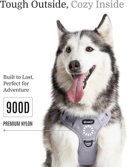 2025 New Edition, Fei &amp; Eve MagEase Dog Harness - 3-Second Magnetic Buckles | 3-Point No-Pull Control | Heavy-Duty 900D Nylon | Dual Safety Handles | Breathable Mesh | Adjustable Fit | X-Large, Gray