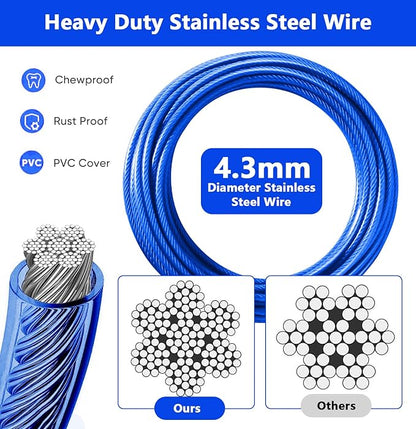 Heavy Duty Dog Tie Out Cable and Stake,16FT Rust Proof Dog Leads Tether for Yard with Swivel Hook,360°Swivel Spiral Dog Stake&amp;Chain Up to 200 lbs,Removable Ground Anchor for Outdoor Beach Camping