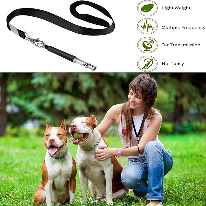 3 Pack Dog Whistle to Stop Barking Neighbors Dog - Adjustable Ultrasonic Silent Dog Whistle for Professional Training &amp; Bark Control, with Lanyard (Black/White) - Effective Recall &amp; Long Range