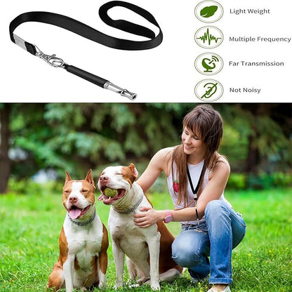 3 Pack Dog Whistle to Stop Barking Neighbors Dog - Adjustable Ultrasonic Silent Dog Whistle for Professional Training &amp; Bark Control, with Lanyard (Black/White) - Effective Recall &amp; Long Range