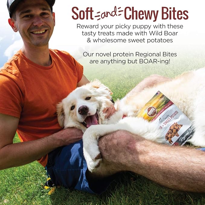 Smart Cookie All Natural Dog Treats - Wild Boar &amp; Sweet Potato - Training Treats for Dogs with Allergies, Sensitive Stomachs - Soft Dog Treats, Chewy, Grain Free, Made in USA - 5oz Bag, Pack of 3