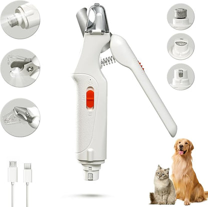 2-in-1 Cat Nail Clippers &amp; Dog Nail Clippers Trimmers for Large Medium Small Dogs Cats Claw Trimmer Quick Sensor and Safety Guard USB Rechargeable with 2 LED Lights Dogs Nail Trimmer