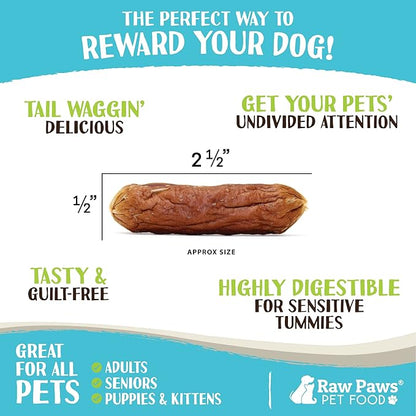 Raw Paws Grain-Free Soft Sausage Treats for Dogs &amp; Cats - Beef Recipe, 6-oz - Made in USA - Great for Training Puppies or as a Reward - Beef Jerky for Dogs - Soft Cat Treats