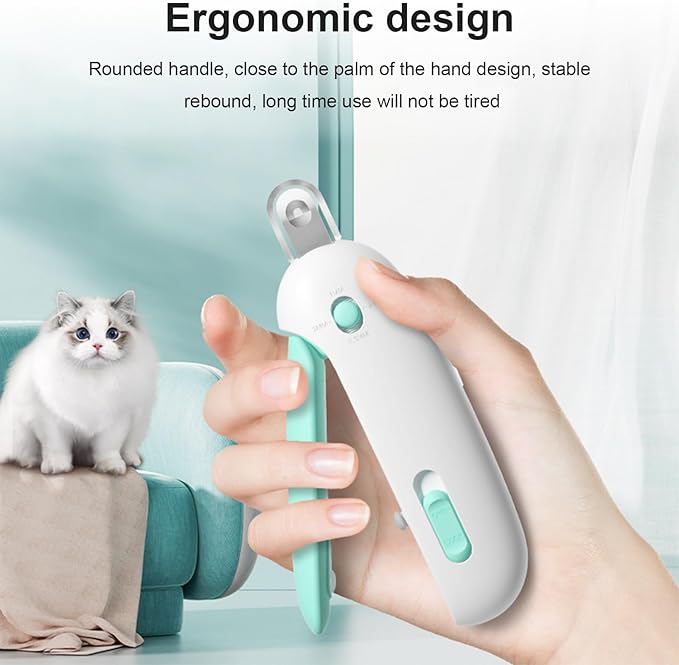 Pett Nail Clipper for Cats - Gentle Round-Hole Trimmer with Dust Storage | Adjustable Size &amp; Hidden Nail File | Pet Grooming Tool for Safe &amp; Loving Care (Blue)