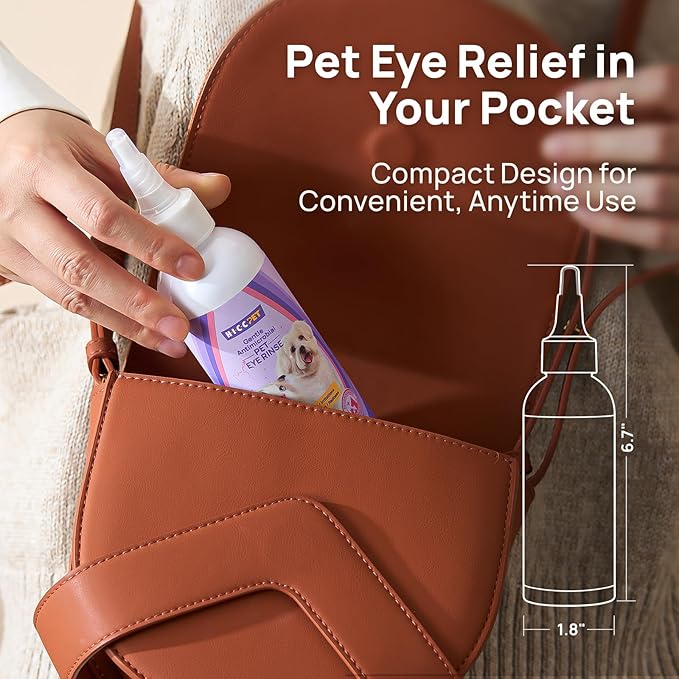 HICC PET Dog Eye Drops, Eye Drops for Dog Care &amp; Cat Care, Soothe Allergy, Relieve Dry Eyes Pink Eyes, Pet Tear Stain Cleaner (2 x 5.1 fl oz)