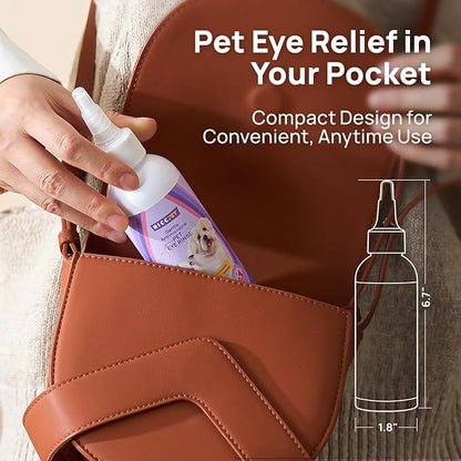 HICC PET Dog Eye Drops, Eye Drops for Dog Care &amp; Cat Care, Soothe Allergy, Relieve Dry Eyes Pink Eyes, Pet Tear Stain Cleaner (2 x 5.1 fl oz)