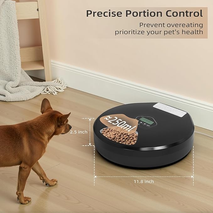 Automatic Pet Feeder for Wet &amp; Dry Food, 5-Meal Timer Dispenser with 2 Ice Packs, Programmable Smart Feeder for Cats/Dogs – Keep Food Fresh Longer (Pet Feeder with 2 Ice Cube Tray)