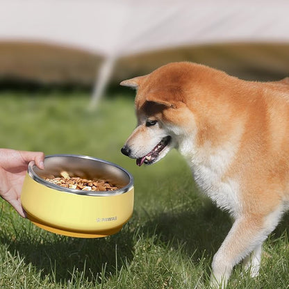 Pawaii Insulated Stainless Steel Dog Bowl with Non-Slip Base &amp; Double Wall Design, ID Tag Included - 68oz Durable Dishwasher Safe Bowl for All Dogs