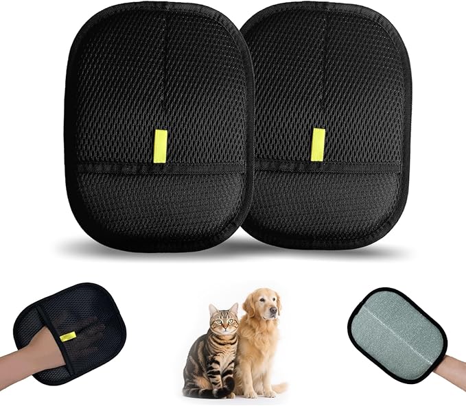 Pet Hair Remover Glove, Electrostatic Pet Hair Remover Glove, Cat &amp; Dog Grooming Glove, Upgraded Fur Removal Tool for Furniture, Carpet, Couch, Car Seat (2pcs)
