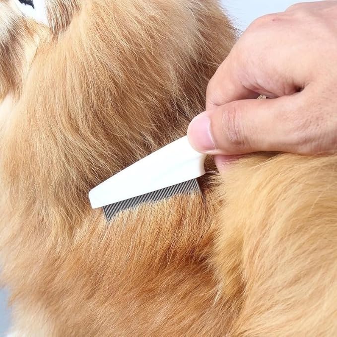 Pet Grooming Comb - 2-in-1 Multifunctional Stainless Steel Comb for Flea, Tear Stain Removal, and Dehairing Dogs and Cats&