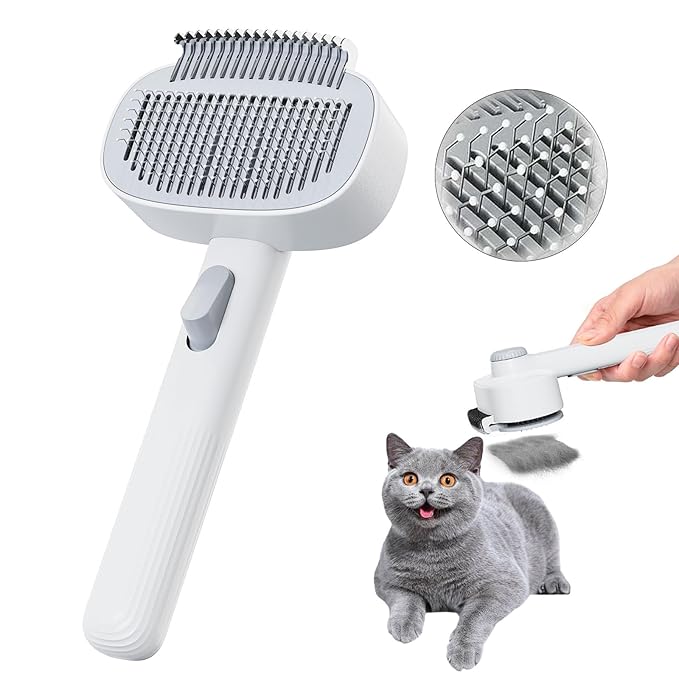 2-in-1 Pet Deshedding Brush Cat Dematting Comb for Indoor Cats and Dogs Comb for Shedding Long &amp; Short Hair Gentle Massage Grooming Tool Easy to Remove Loose Undercoat,Matted Fur &amp; Tangles