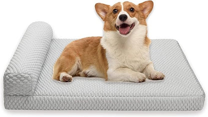 Tinaco Orthopedic Cooling Bed for Large Dogs &amp; Cats - Removable, Washable Cover (White/Grey, Large)