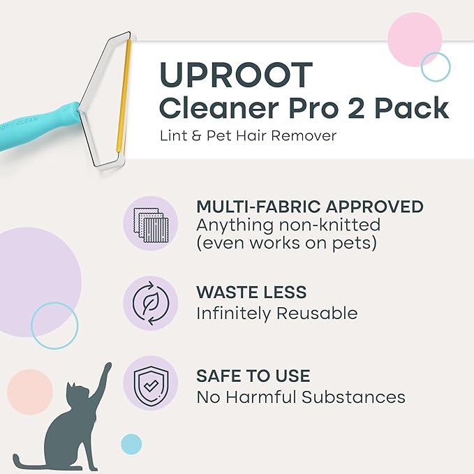 Uproot Cleaner Pro Pet Hair Removal Tool -2 Pack-Special Dog Hair Remover Multi Fabric Edge and Carpet Rake by Uproot Clean-Cat Fur Remover for Couch, Pet Towers, Rugs, Cat Mats and Trunks &amp; Much More