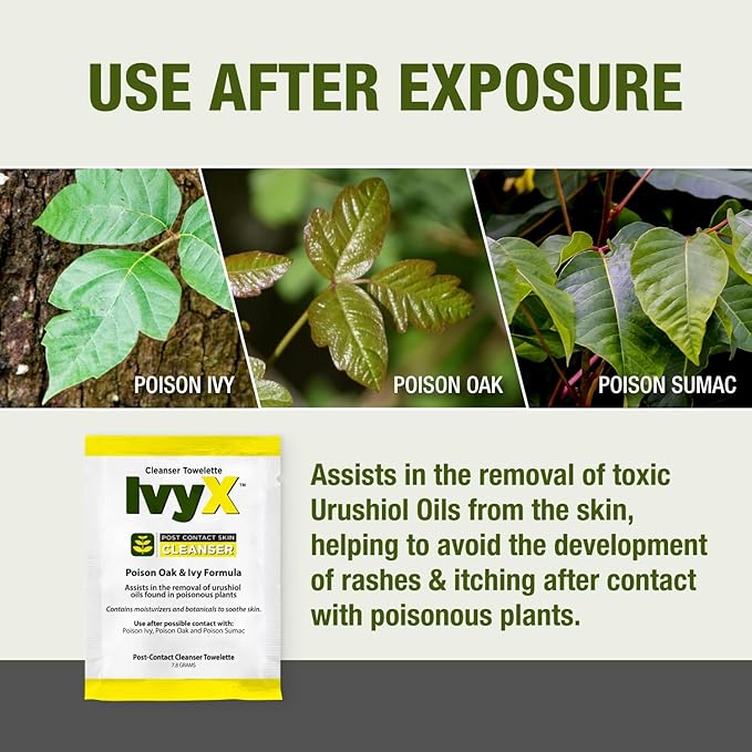 CoreTex Ivy X Post-Contact Poison Ivy Wipes with Resealable Travel Bag - Pack of 15 Single-Use Barrier Wipes to Assist in the Removal of Rashes - Also Works on Poison Oak &amp; Sumac Oils