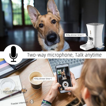SKYMEE 8L/12L 2.4G &amp; 5G WiFi Aautomatic Large Dog Feeder &amp; Automatic cat feeders -1080P Full HD Pet Camera Treat Dispenser with Night Vision and 2-Way Audio