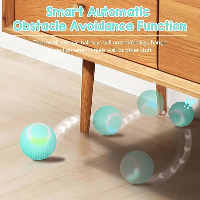 Power Ball 2.0 Interactive Cat Toy, Smart Automatic Rolling Ball for Indoor Cats, USB Charging (Pink &amp; Blue)
