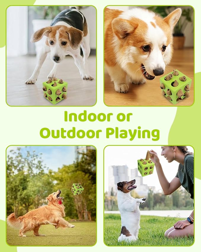 Interactive Puzzle Dog Toy Encourage Natural Foraging Skill, Durable Dog Enrichment Toy Snuffle Cube Cloth Strip with Hide &amp; Seek Food, Slow Feeder for Mind Stimulate &amp; Stress Relief (Green)