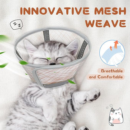 Supet Cat Cone Collar Soft, Air Mesh Recovery Collar to Stop Licking, Breathable Neck Cone Alternative for Small Kitten, Lightweight Cat Head Cone Anti Scratch (S)