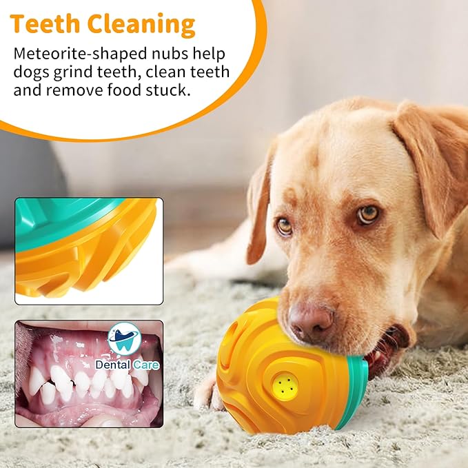 Dog Ball for Aggressive Chewers - Interactive Dog Toy Balls Fun Squeaky Sound to Keep Them Busy, Durable for Small Medium Large Breeds, Rubber Pet Chew Toys, As Seen on TV, Orange &amp; Blue
