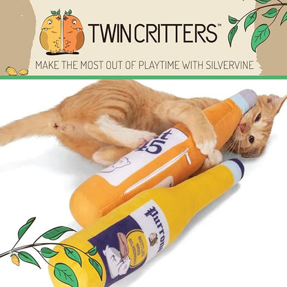KittiForti 2-Pack Organic Silvervine Catnip Substitute Toys for Cats &amp; Kittens | 100% All-Natural Wild Harvested Silvervine | 2 Refillable Beer Bottle Kicker Cat Toys
