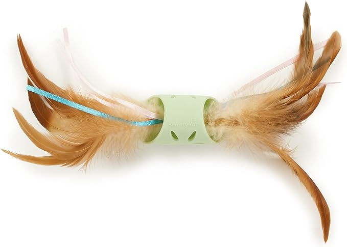 SmartyKat Flutter Roller Feather &amp; Ribbon Chase Cat Toy - Green, One Size