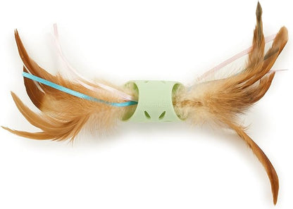 SmartyKat Flutter Roller Feather &amp; Ribbon Chase Cat Toy - Green, One Size