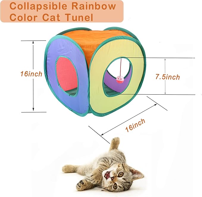 42pcs Interactive Cat Toys Kit - Multi-Activity Kitten Toy Set with Collapsible Tunnel, Feather Wand &amp; Bell, Cat Balls Toys - Indoor Play Enrichment Supplies for Adult Cats &amp; Kittens