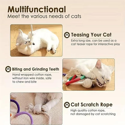 Celery Pets Cat Chew Rope,Catnip-Infused Organic Cotton Chew Rope Toys for Cats, Soft &amp; Safe Dental Chew Toys for Indoor Cats, Self-Play and Teeth Cleaning (6PCS)